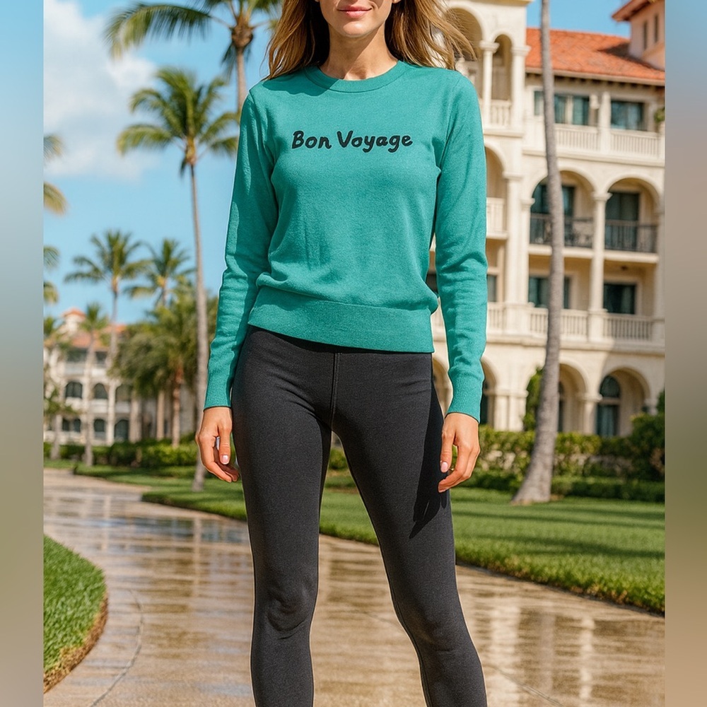 Banana Republic Silk Blend Green Crew Neck Sweater
